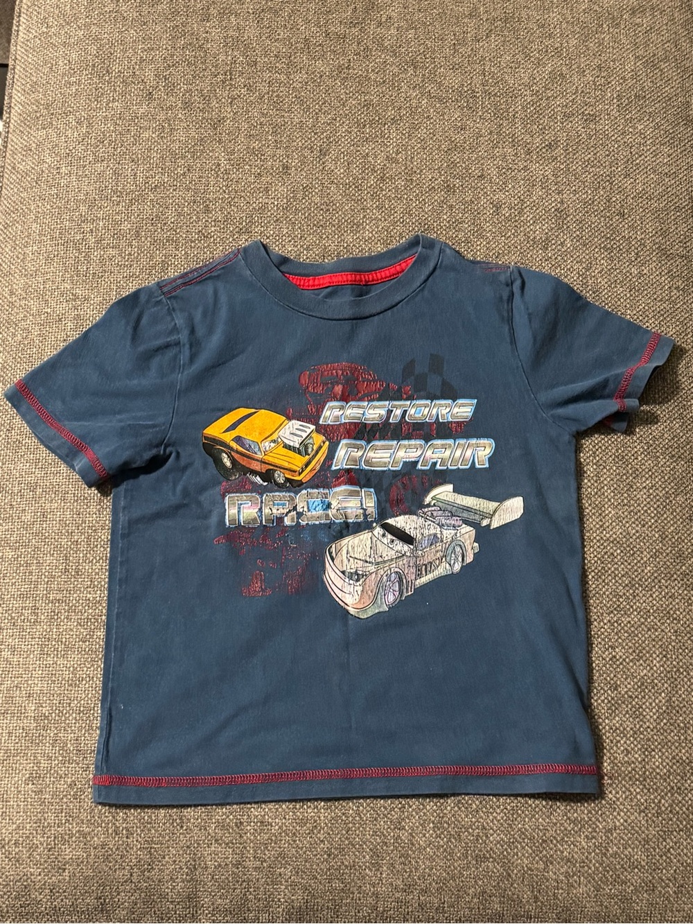 Disney Boys Navy Race Car Graphic Tee Size 5T